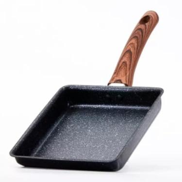 Imagem de Frigideira Antiaderente Omelete Japonesa Tamagoyaki 20x15cm Multifuncional para Ovos Panquecas com Cabo de Madeira