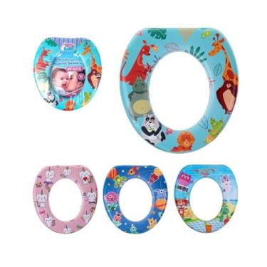 Imagem de Assento Redutor Infantil para Vaso Sanitário, Almofadado, Estampado, 29x27.5x5.48cm, Suporta até 30kg, para Crianças +18 Meses, Design Decorativo com Animais (Menino)