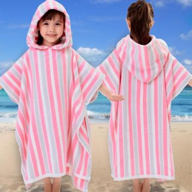 Imagem de Toalha de poncho VOOVA & MOVAS Kids 100% algodão 4-8 anos rosa cinza
