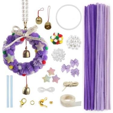Imagem de TOAOB 151 peças de limpadores de cachimbo roxo chenille hastes pompons kit para ornamentos suprimentos de artesanato varas fofas felpudas para espelho retrovisor de carro pingente DIY projetos de arte