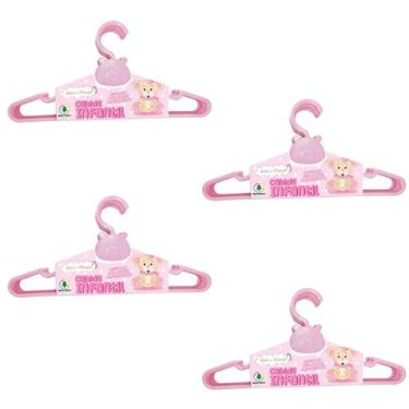 Imagem de Kit Com 20 Cabides Infantil Bebê & Mamãe Rosa Monte Líbano - Monte Lib