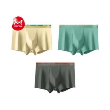 Imagem de Cuecas Boxer Masculinas De Algodão Para Outono Inverno 3 Peças Antibac