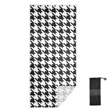 Imagem de Joitme Houndstooth Toalha de banho infantil chique preto e branco, 76 x 152 cm, toalhas de banho para meninas, toalhas de banho macias