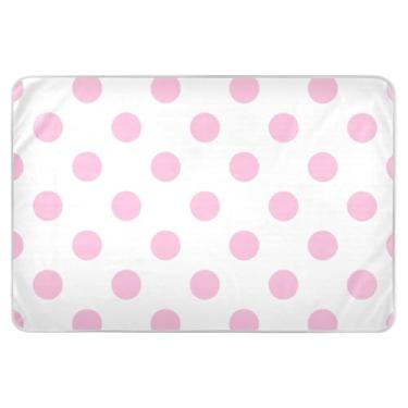 Imagem de Almofadas de xixi brancas de bolinhas rosa claro para cama, almofadas reutilizáveis para adultos, almofadas molhadas para cama