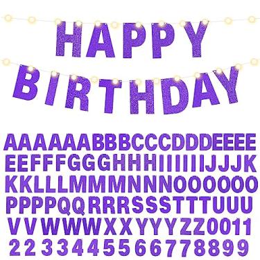 Imagem de TaoBary 112 peças, kit de letras faça você mesmo, com glitter, letras personalizáveis, inclui 107 letras e números, 3 cordas e 2 agulhas para decoração de aniversário, Halloween, Natal, casamento, dia