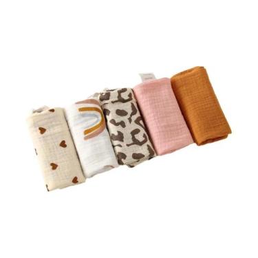 Imagem de Toalhas De Algodão Absorventes Para Bebês Em 6 Camadas, 5 Peças, Panos