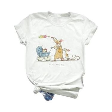 Imagem de Camiseta Feminina De Manga Curta Com Estampa Animal Moda Fofa Roupas D