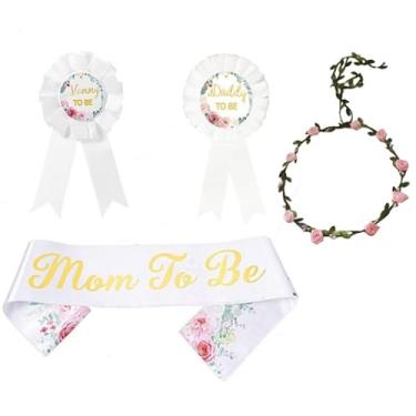 Imagem de Elegante faixa de corsage rosa branco e conjunto de acessórios de cabelo floral, flor na lapela decorativa para ocasiões formais, eventos especiais e celebrações, design de tecido delicado