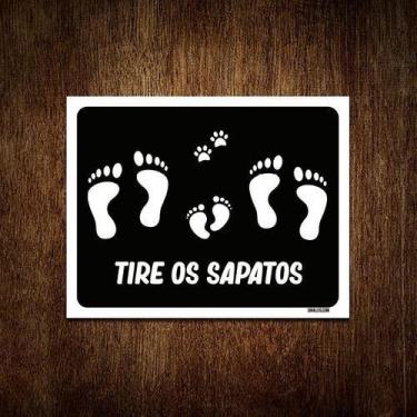 Imagem de Placa Decorativa - Tire Os Sapatos Pegadas 27X35 - Sinalizo