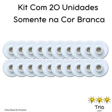 Imagem de Kit 20 Plafon Soquete E27  Simples Branco Paflon Bocal de Teto Plafoni