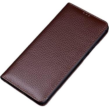 Imagem de BKUANE Capa de telefone para iPhone 14, capa de fólio flip de couro genuíno de luxo com forro de microfibra macio 6,1 polegadas 5G 2022 (cor: médio)