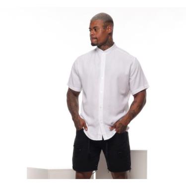 Imagem de Camisa Masculina Gola Padre Lisa Tecido Linho - VOLGUE CLOTHING, Camis