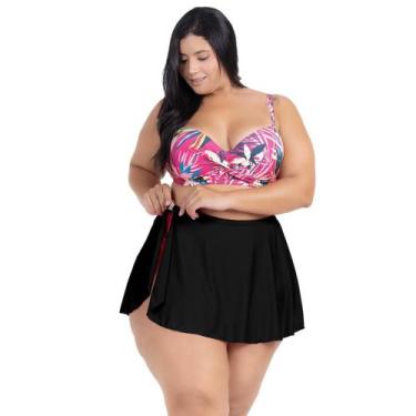 Imagem de Saída de Praia Feminina Saia Curta Rodada Abotoador Lateral Moda Praia