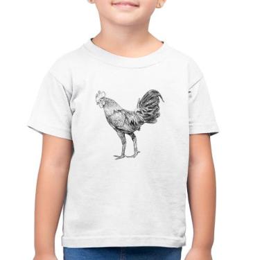 Imagem de Camiseta Algodão Infantil Galo Desenho - Foca na Moda, Branco, 4