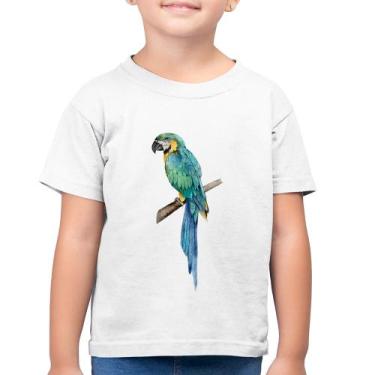 Imagem de Camiseta Algodão Infantil Arara Azul - Foca na Moda, Branco, 14