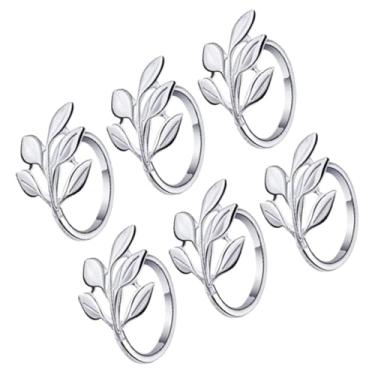 Imagem de POCREATION Anéis de Guardanapo, 6 Peças de Metal Elegante Folha Design Decoração de Mesa, Com Artesanato Premium, para Casamento, Natal, Festa, Jantar, Decoração de Casa (SILVER)