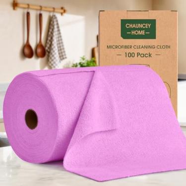 Imagem de CHAUNCEY HOME Rolo de pano de limpeza de microfibra – pacote com 100, toalhas de microfibra removíveis, reutilizáveis, laváveis, sem arranhões, toalhas de cozinha para carro, casa, cozinha, vidro