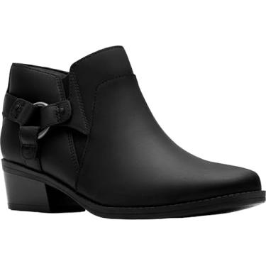 Imagem de Clarks Bota feminina de cano curto Danyelle Gema, Couro oleoso preto, 35