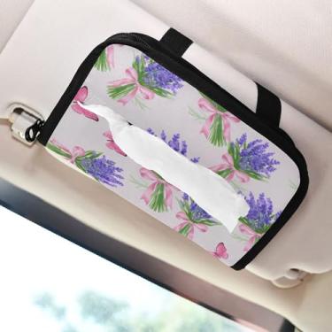 Imagem de SEHANY Porta-lenços de papel de carro lavanda roxa, caixa de lenços para carro, viseira solar, porta-guardanapos retangular, dispensador de máscara de carro, caixa de lenços de papel para automóvel