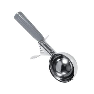 Imagem de Fesjoy Colher de Sorvete de Aço Inoxidável 8 Cm, Alça Plástico, Alavanca Liberação, Design Antiderrapante, Leve, Perfeita para Casa, Loja Sobremesas, café, Restaurante, (7,2 cm)