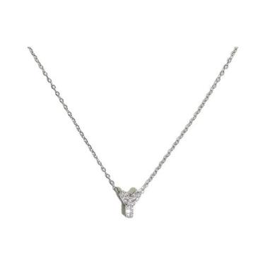 Imagem de Colar De Letras Em Prata Para Mulheres Com Design De Balão Em Aço Inox