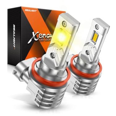 Imagem de SEALIGHT Lâmpadas de neblina LED H8 H16 H11, amarelo âmbar 16000LM 3500K H11 luzes de neblina LED amarelas, 1000% mais brilhante penetração forte, lâmpada de neblina H16 H8 Plug & Play, pacote com 2