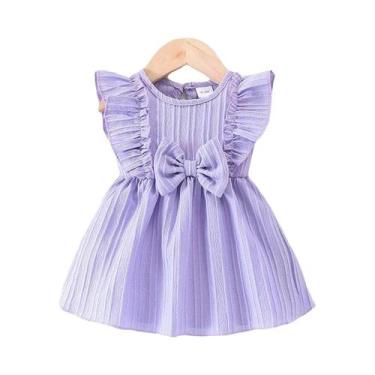 Imagem de Vestido Azul Com Babados E Laço Para Bebês Meninas De 0 a 3 Anos, Esti