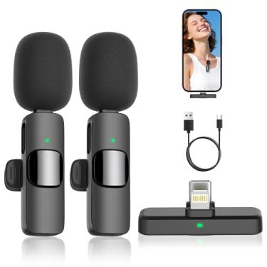 Imagem de MAYBESTA Microfone de lapela sem fio para iPhone, iPad, Android – Microfone de lapela Bluetooth para gravação de vídeo – Mini microfones com clipe para entrevista Tiktok YouTube Podcast
