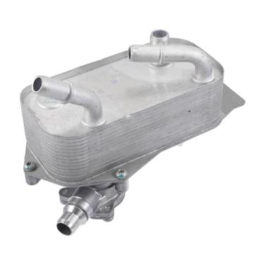Imagem de VekAuto Kit de refrigerador de óleo do motor compatível com BMW 328i 2007-2013, radiador de óleo de transmissão de tom prateado de liga de alumínio durável