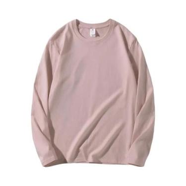 Imagem de Camisetas Femininas De Algodão De Manga Longa Com Decote Redondo, Esti