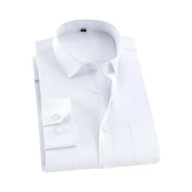 Imagem de Camisa Social Masculina plus Size 8XL 7XL 6XL Manga Longa Branca Prima