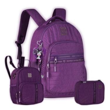 Imagem de Kit Mochila Costas Rebecca Bonbon Teen Lancheira Estojo Box, Lilás
