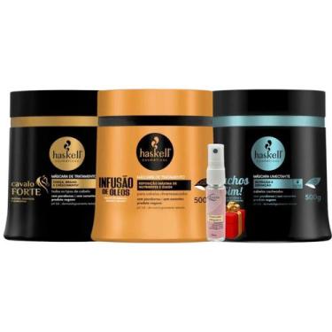 Imagem de Kit Cronograma Cabelos Cacheados Cavalo Forte + Infusão de óleos + Cac