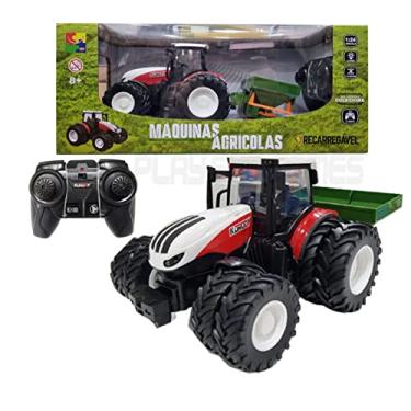 Imagem de Trator Controle Remoto + Distribuidor de Adubo 1:24 - CKS Toys CP166183 Cor:Vermelho