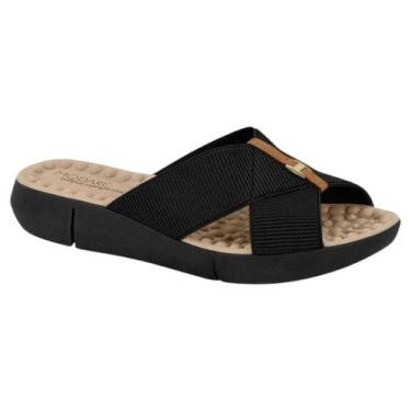 Imagem de Tamanco Modare Anabela Slide Elástico, Preto, Caramelo, 36