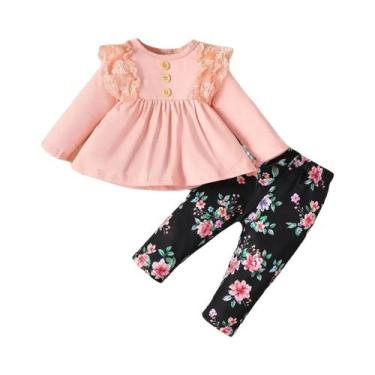 Imagem de Conjunto De Roupa Para Menina Bebê Primavera Outono 2 Peças Blusa De R