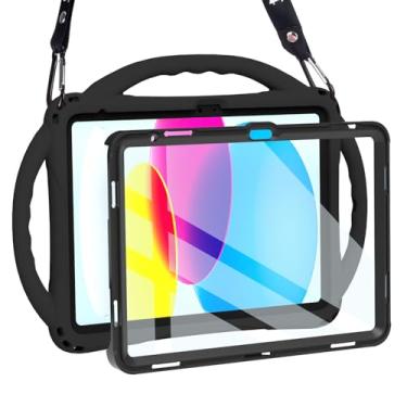 Imagem de TOPESCT Capa infantil para iPad de 11 polegadas (A16) 11ª geração 2025,10.9 cm iPad 10ª geração 2022 - Feita de silicone adequado para crianças, com protetor de tela integrado, capa com alça à prova