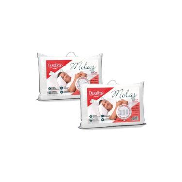 Imagem de Kit 2 Travesseiros Duoflex Molas Alto 50x70cm Antiácaro