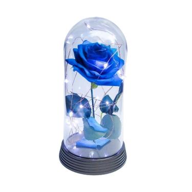 Imagem de Luminária A Rosa Encantada Azul 20 Cm Base Ouro Frio