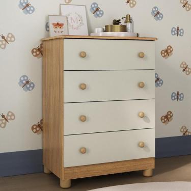 Imagem de Cômoda Infantil 65cm Com 4 Gavetas Allegra Multimóveis Mp4421 Madeiradooff White Madeiradooff White