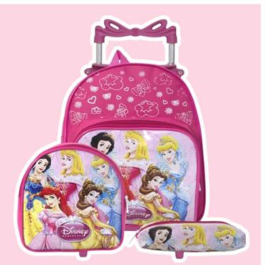 Imagem de Kit Mochila Infantil Com Rodinha Menina Princesas Estojo - Toys 2U