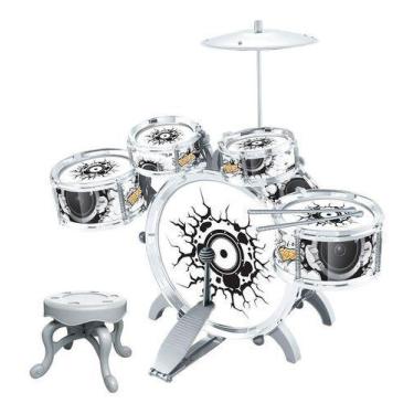 Imagem de Bateria Musical Infantil Rock Party 52cm Completa Banqueta - DM Toys, 