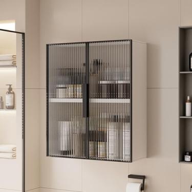 Imagem de Armário de armazenamento moderno de parede de alumínio – organizador versátil de metal para banheiro, cozinha e sala de jantar – solução elegante para armário de maquiagem e medicina