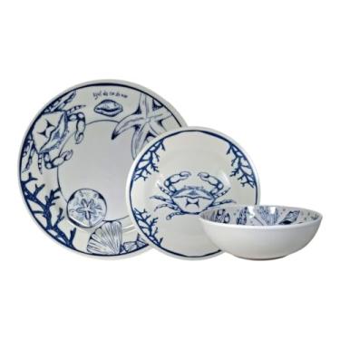 Imagem de Conjunto Prato Raso Refeição 28cm Prato Sobremesa 22cm Tigela Bowl Cumbuca 600ml Melamina Cozinha