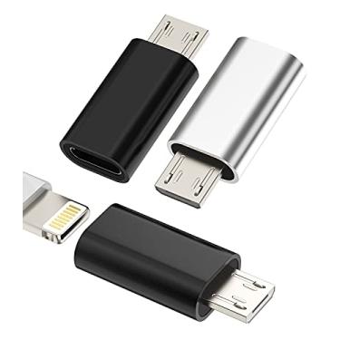 Imagem de Adaptador Lightning fêmea para micro USB macho (pacote com 3) compatível com Galaxy S7 S6 Edge Nexus 5 Android Conversor de carregamento de energia para iPhone 7 8 Plus X 12pro para iPad Cabo de