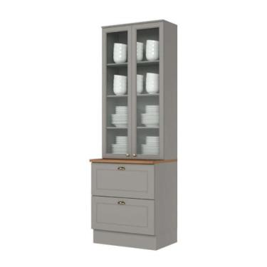 Imagem de Cristaleira 2 Portas 2 Gavetas Americana Henn, Naturale/Cinza