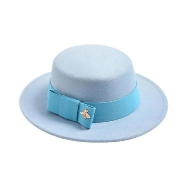 Imagem de Chapéu Fedora Feminino De Moda Com Topo Plano E Laço Para Casamento, I