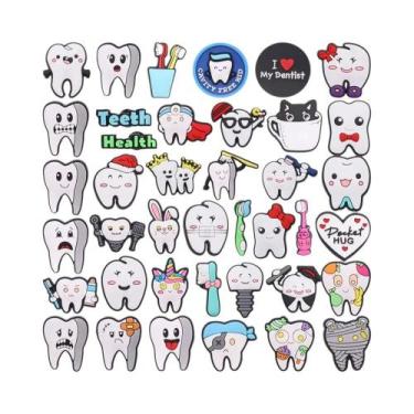 Imagem de Pingentes De PVC Para Calçados Com Tema De Dentes Brancos De Dentista 