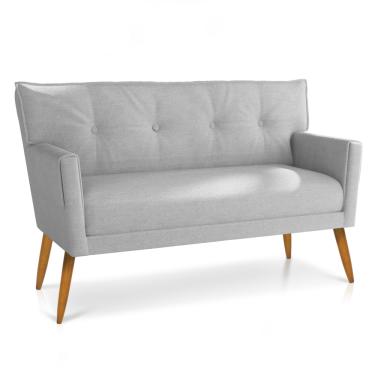 Imagem de Namoradeira Anitta Linho Cinza A05 Pés Palito Castanho - DRossi