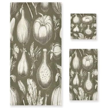 Imagem de xigua Conjunto de toalhas de banheiro de vegetais absorvente macio toalha de banho de 3 peças toalha de mão toalhas decorativas para banheiro, academia, hotel, praia, piscina